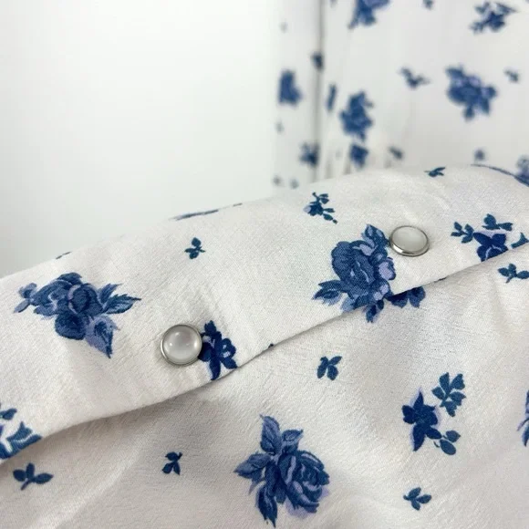 Sézane Aurora Mini Dress in Roses Bleues Floral Long Sleeve Prairie - Picture 6 of 15